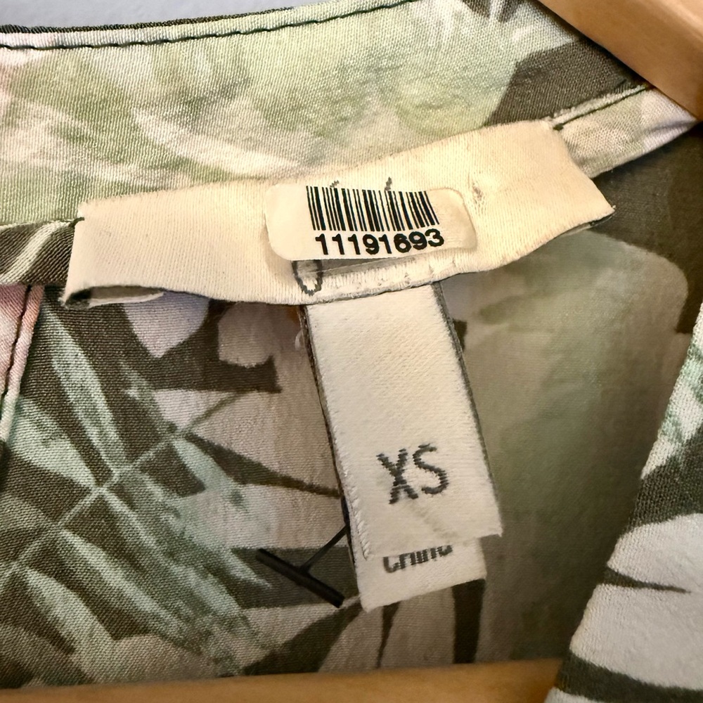 Joie Sabera 100% Silk Short Dress Olive Green Tropical Floral Spring Summer Vaca - Picture 7 of 8